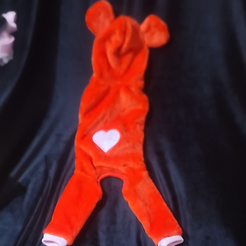 Cozy Red Dog Onesie with Heart Design